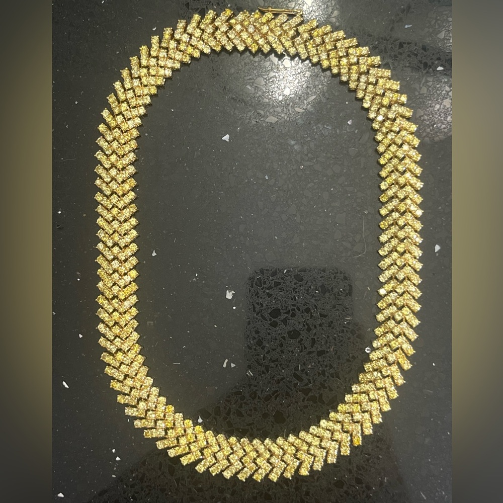 Suzanne Somers Canary Yellow CZ estate Tennis Statement Necklace Vintage HSN